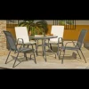 Conjunto de mesa + 4 sillones en acero Sulam-90/4 en acabado gris antracita.