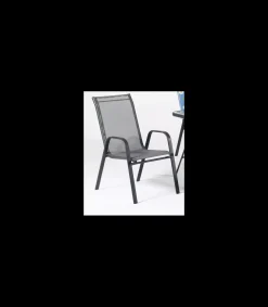 Conjunto de mesa + 4 sillones en acero Sulam-150/4 en acabado gris antracita
