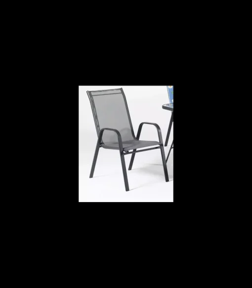 Conjunto de mesa + 4 sillones en acero Sulam-150/4 en acabado gris antracita