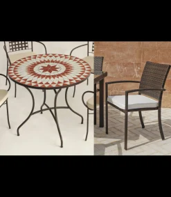 Conjunto de mesa+4 sillones+4 cojines jardin Neypal/Bahia.