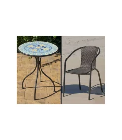 Conjunto de mesa y 2 sillones terraza jardin mosaico Berna/Brasil-60/2.