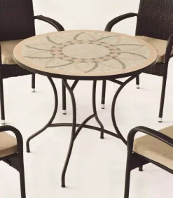 Conjunto de mesa y 4 sillones terraza jardin mosaico Bora/Bahia-90/4.