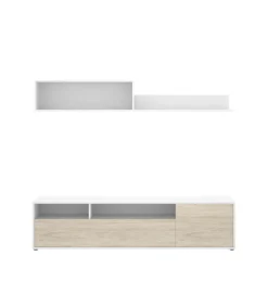 Conjunto de muebles de salón Lucena en blanco/natural.