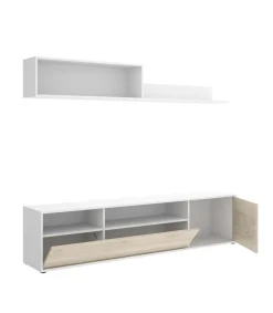 Conjunto de muebles de salón Lucena en blanco/natural.