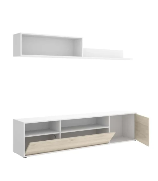 Conjunto de muebles de salón Lucena en blanco/natural.
