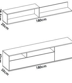 Conjunto de muebles de salón Lucena en blanco/natural.