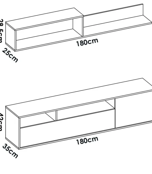 Conjunto de muebles de salón Lucena en blanco/natural.