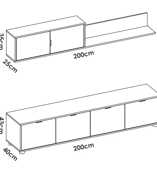 Conjunto de muebles de salón Lucena-2 en blanco/natural.