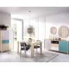 Conjunto de salon La Iruela 3 en acabado blanco, azul y madera natural