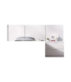 Conjunto juvenil cabecero + mesita Tito acabado blanco.