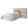Conjunto juvenil cama + mesita Borja acabado alistonado natural/blanco.