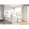 Conjunto juvenil cama con arrastre, mesita, cómoda y armario Duna-6 acabado natural/blanco.