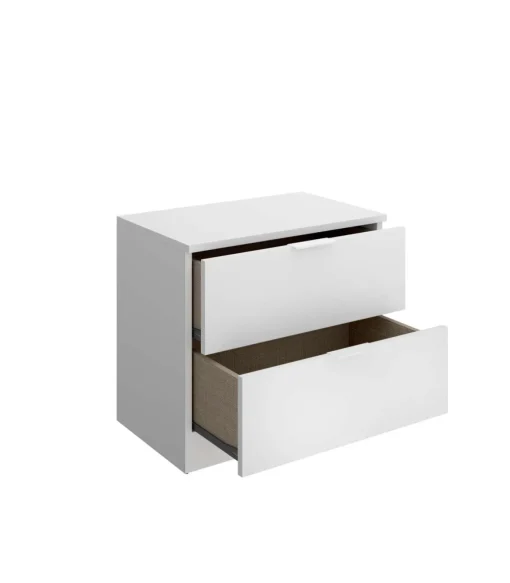 Conjunto juvenil cama con arrastre, mesita y escritorio Topo-4 acabado blanco/natural.