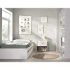 Conjunto juvenil cama de 90cm con cajones, mesita y armario vestidor Lena acabado blanco.