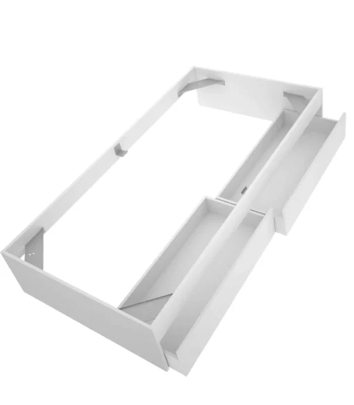 Conjunto juvenil cama de 90cm con cajones, mesita y armario vestidor Lena acabado blanco.