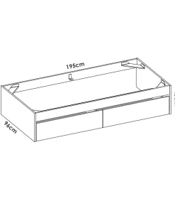 Conjunto juvenil cama de 90cm con cajones, mesita y armario vestidor Lena acabado blanco.