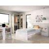 Conjunto juvenil cama, mesita, escritorio y armario vestidor Borja acabado alistonado natural/blanco.