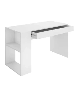 Conjunto juvenil cama, mesita, escritorio y armario vestidor Borja acabado alistonado natural/blanco.