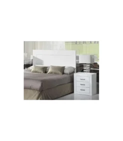 Conjunto matrimonio cabecero de 135 cm + 2 mesitas en madera con acabado blanco