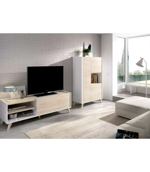 Conjunto salón Cazalilla-5 mueble bajo TV y modulo alto 47-135 cm(alto)155-81 cm(ancho)43 cm(largo)