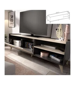 Conjunto salón Cazalilla-6: aparador, mueble TV y mesa centro acabado natural/grafito.