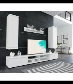 Conjunto salón Benzema acabado blanco 200cm(alto ) 220cm(ancho) 37cm(largo)
