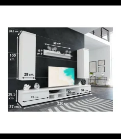 Conjunto salón Benzema acabado blanco 200cm(alto ) 220cm(ancho) 37cm(largo)