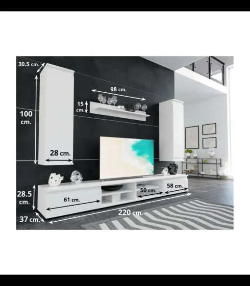 Conjunto salón Benzema acabado blanco 200cm(alto ) 220cm(ancho) 37cm(largo)