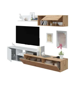 Conjunto salón Teho acabado roble y blanco artik reversible 44 cm(alto) 2,21 cm(ancho) 40 cm (fondo)