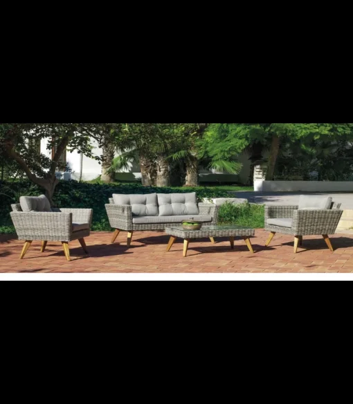 Conjunto sofá 2 plazas+ 2 sillones +mesa de centro en huitex color gris Meridiem-7..