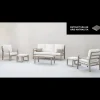 Conjunto terraza jardín aluminio Kravi-8 con estructura en gris antracita.