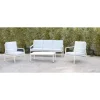 Conjunto terraza jardín aluminio Senmary-8 con estructura en blanco.
