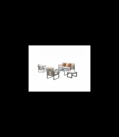 Conjunto terraza jardín aluminio Senia-8 con estructura en antracita.
