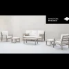 Conjunto terraza jardín aluminio Kravi-8 con estructura en blanco.
