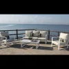 Conjunto terraza jardín aluminio Bolonia-8 con estructura en blanco.
