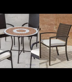 Conjunto terraza jardín mesa + 4 sillones mosaico Málaga/Bahia-90/4.