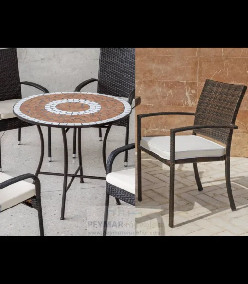 Conjunto terraza jardín mesa + 4 sillones mosaico Málaga/Bahia-90/4.
