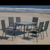 Conjunto terraza jardín mesa + 4 sillones aluminio gris antracita Mundra-150x90/Lerian-4.