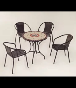 Conjunto terraza jardín mesa + 4 sillones acero Sicilia/Brasil-75/4 en acabado color bronce