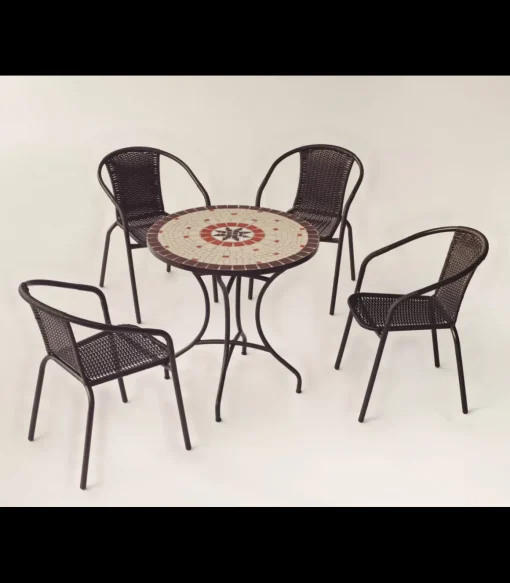 Conjunto terraza jardín mesa + 4 sillones acero Sicilia/Brasil-75/4 en acabado color bronce