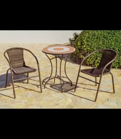Conjunto terraza jardín mesa + 2 sillones mosaico Málaga/Brasil-75/2.