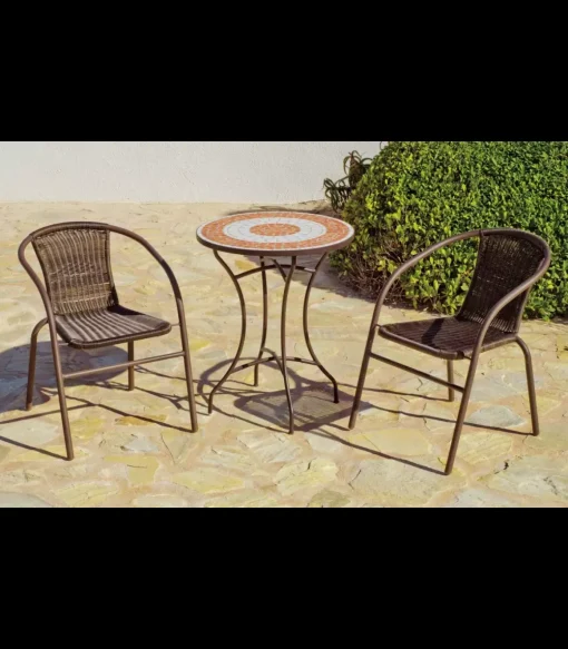 Conjunto terraza jardín mesa + 2 sillones mosaico Málaga/Brasil-75/2.