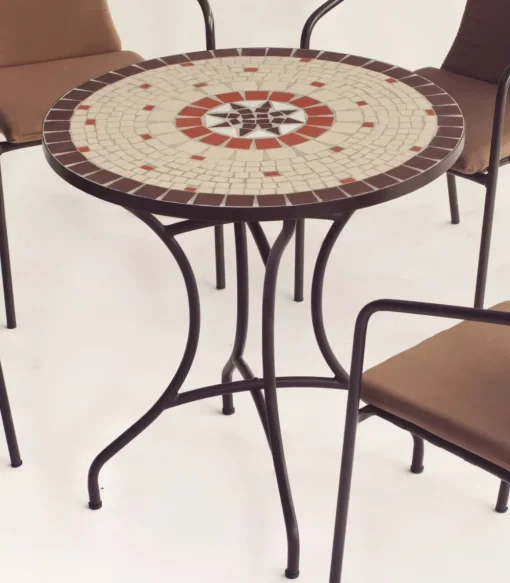 Conjunto terraza jardín mesa + 4 sillones acero Sicilia/Brasil-75/4 en acabado color bronce