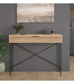 Consola 1 cajón modelo Denia acabado roble, 130cm(alto) 100cm(ancho) 40cm(largo)