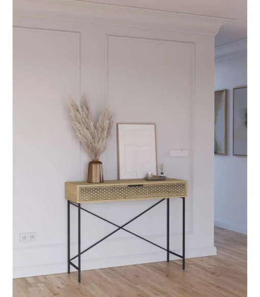 Consola 1 cajón modelo Denia acabado roble, 130cm(alto) 100cm(ancho) 40cm(largo)