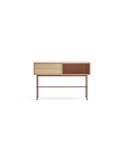 Consola modelo Yoko 2 cajones acabado roble/teja, 120cm(ancho) 80cm(alto) 35cm (fondo)