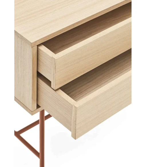 Consola modelo Yoko 2 cajones acabado roble/teja, 120cm(ancho) 80cm(alto) 35cm (fondo)