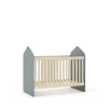 Cuna infantil Estela acabado verde kaki/cera blanca, 102cm(alto) 66.5cm(ancho) 123.8cm(fondo)