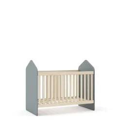 Cuna infantil Estela acabado verde kaki/cera blanca, 102cm(alto) 66.5cm(ancho) 123.8cm(fondo)