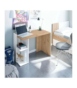 Escritorio reversible Gilda en blanco artik y roble nordi 78 cm (alto) x 100 cm (ancho) x 52 cm (prof.)